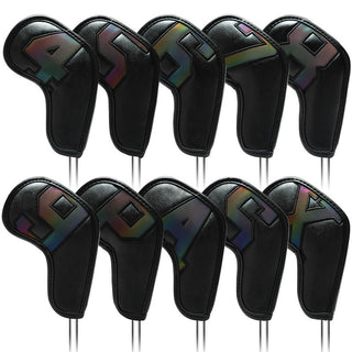 Big Number Golf Iron Covers Set - 10pcs Golf Club Head Covers for Irons - Golf Club Case Headcovers (Black or White Base)