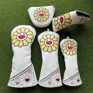 Golf Club Covers For Driver/Fairway Wood/Hybrid with Premium Synthetic Leather Material and Flower Pattern.